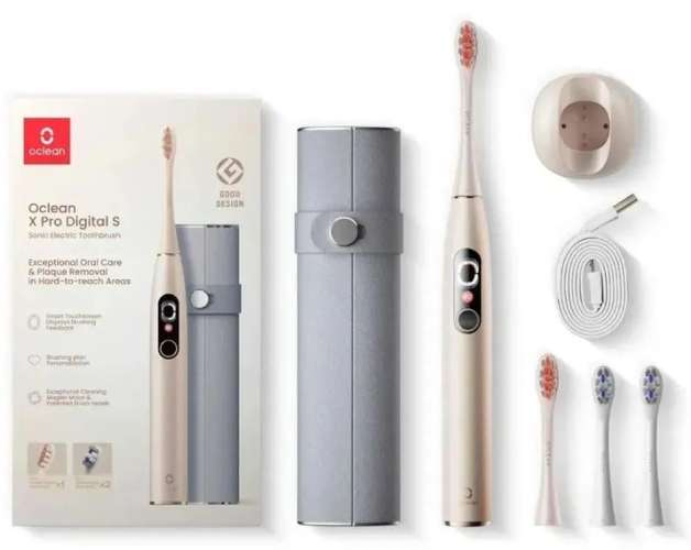 Электрическая зубная щетка OCLEAN X Pro Digital Set Y2076, насадки для щётки: 4 шт, цвет: золотистый [c01000384]